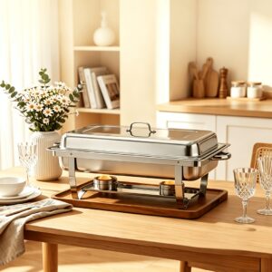 Stainless Steel Chafing Dish Food Warmer, Large Capacity Buffet Serving Tray, Detachable Food Container for Party, Braai, Wedding, Home Gathering & Catering