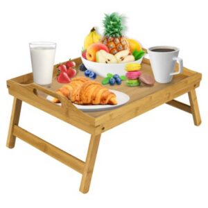 Bed Tray Table with Handles and Foldable Legs, Multipurpose Lap Tray and Standing Desk for Breakfast In Bed, Sofa, Eating, Platters, Working, Serving, Drawing, Laptop Stand and Snack Tray