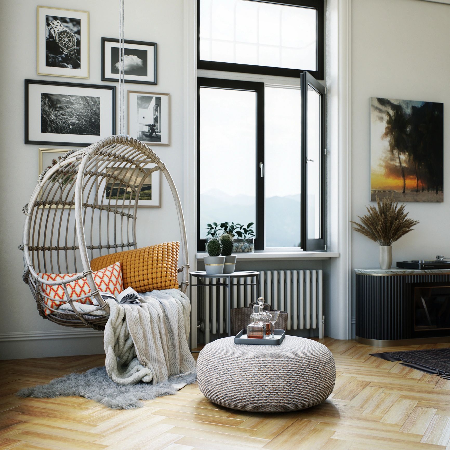 Cozy modern living room corner
