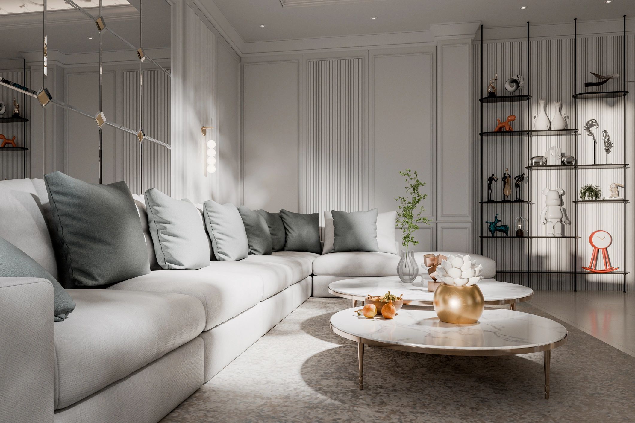 Bright modern living room with air conditioning