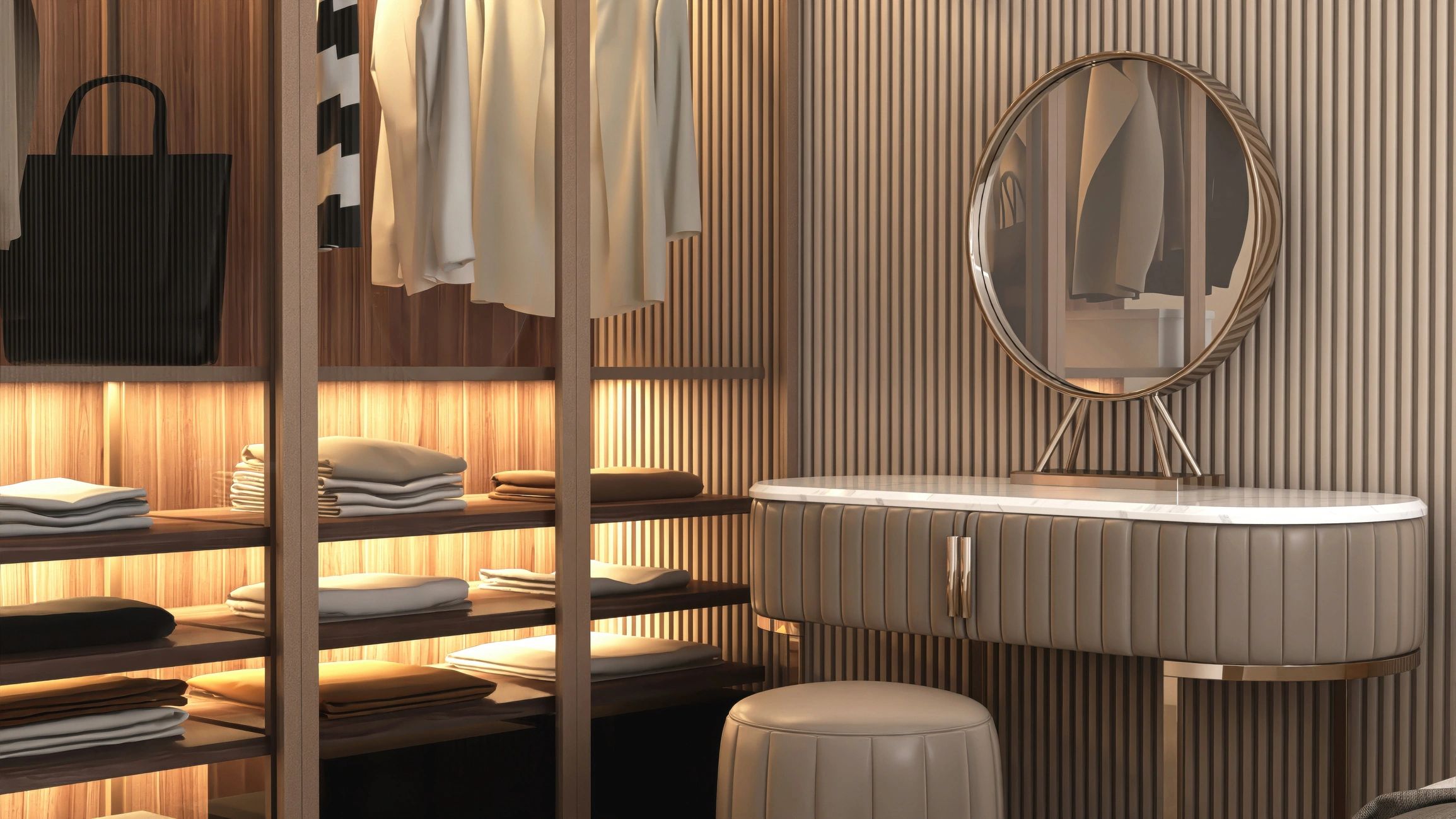 Modern bedroom wardrobe and dressing area