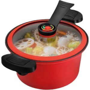 Mini Pressure Cooker, 3.5L Fast Heating Pressure Pot with Lock Handles, Non-Stick Stockpot with See-Through Lid for Gas, Induction, Electric Stoves