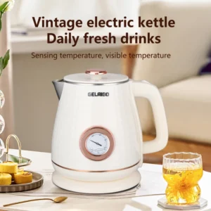 GELAIBO Electric Kettle Mechanical Thermometer Shows the Temperature, High-Quality Temperature Control, European-Style Fashion S