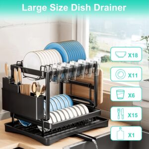 2 tier dish drying rack kitchen counter dish rack kitchen - Temu South Africa - Color : Black