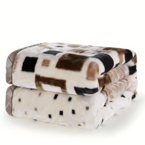 1pc5 kg Queen Luxury Super Soft 2 ply Thickened Blanket - Retro Geometric Pattern, All-Season Warmth, Machine Washable Sofa & Bed Throw, Mixed Colors - Holiday Gift, Throw Blanket for Couch, Elegant Home Decor