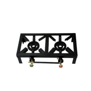 Double Burner Cast Iron Gas Stove with Regulator Set Heavy Duty 2 Burner LPG Gas Cooker High Heat Portable Cooking Stove for Outdoor Cooking, Camping, Catering and Home Use