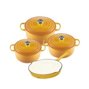 Daska Home - New Design Dutch Pot Cookware Sets Cast Iron - 7pcs - Yellow with Keychain